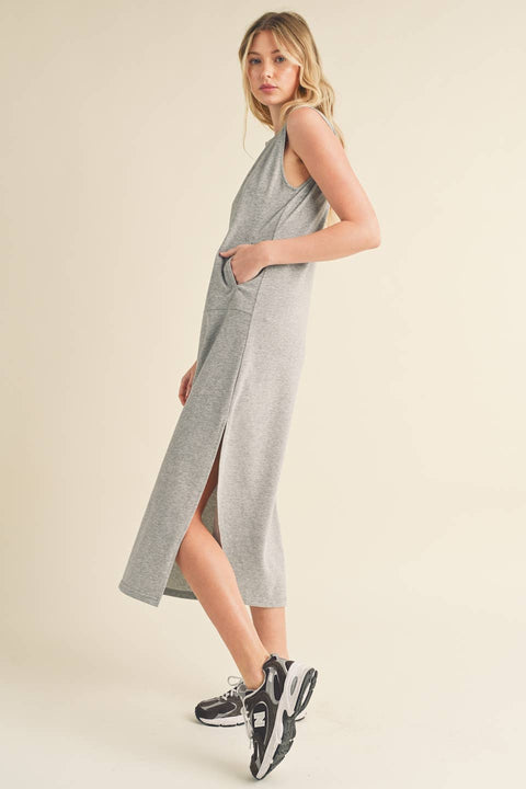 Sleeveless Terry Cloth Midi Dress - Home & Well 