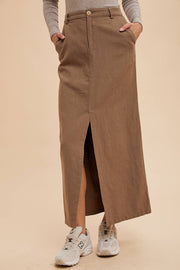 In Loom - COTTON LINEN SPLIT SEAM MAXI SKIRT - Home & Well