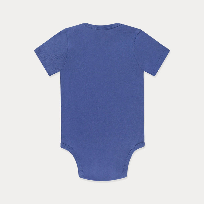 Mini Wardrobes - Baby Bodysuit, Infant Bodysuit, White and Blue, Ribbed Soft Cotton