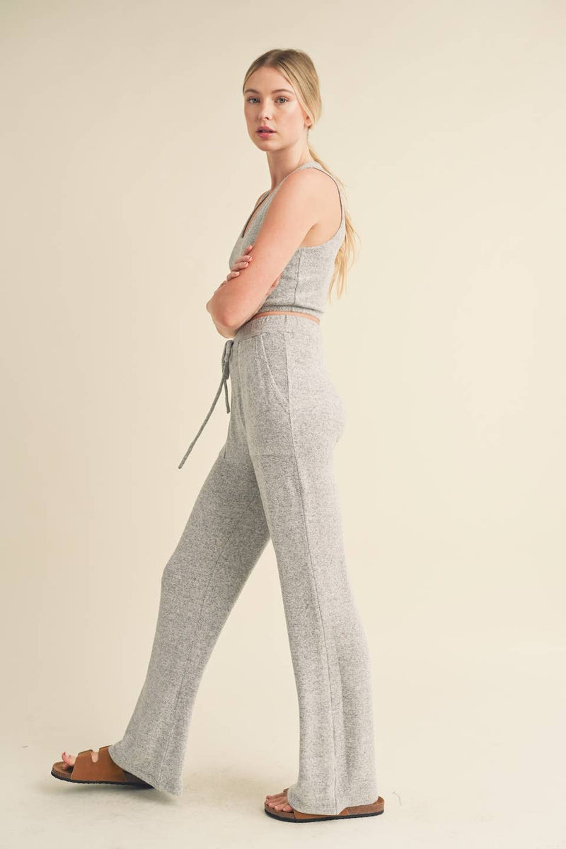 Soft Brushed Hacci Lounge Tank and Pants Set - Home & Well 