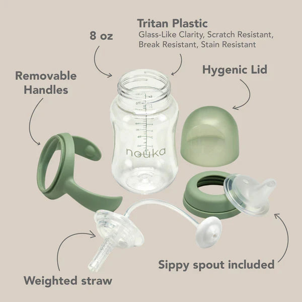 Transitional Sippy/Weighted Straw Cup | noüka | Moss