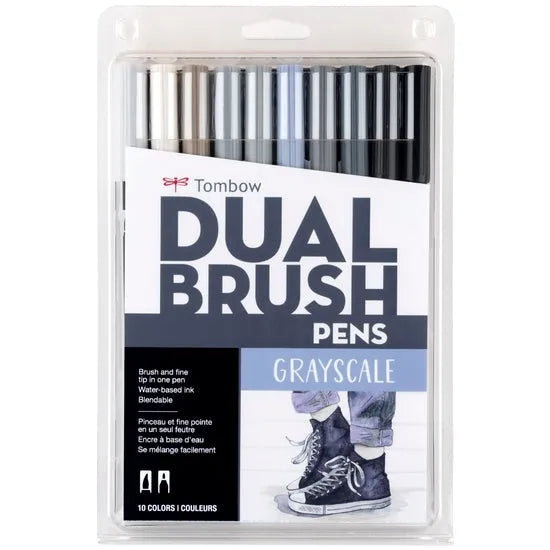 Tombow - Dual Brush Pen Art Markers: Greyscale - 10-Pack