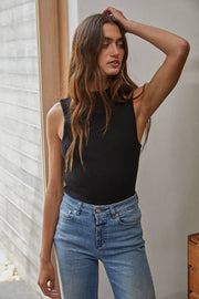 By Together - W1254 | Knit Ribbed Mock Neck Sleeveless Fitted Sweater Top - Home & Well