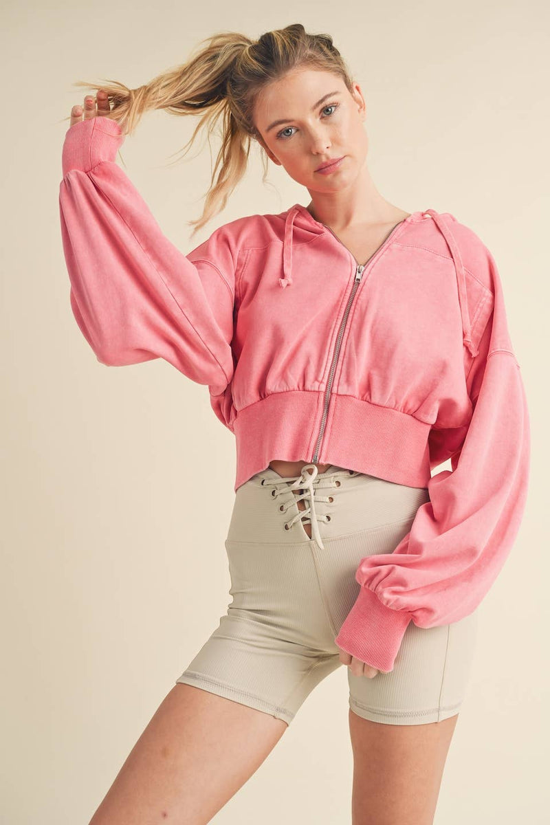 KIMBERLY C - Mineral Wash Zip-Up Hoodie - Home & Well 