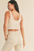 Cream Aligned Performance Cropped Tank Top - Home & Well 