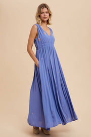 In Loom - VISCOSE ALL OVER EMBROIDERED SLEEVELESS MAXI DRESS - Home & Well