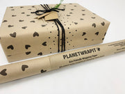 PlanetWrapIt - Black Hearts Recycled Eco Kraft Wrapping Paper - Home & Well 
