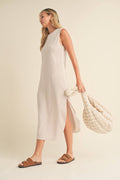 Sleeveless Terry Cloth Midi Dress - Home & Well 