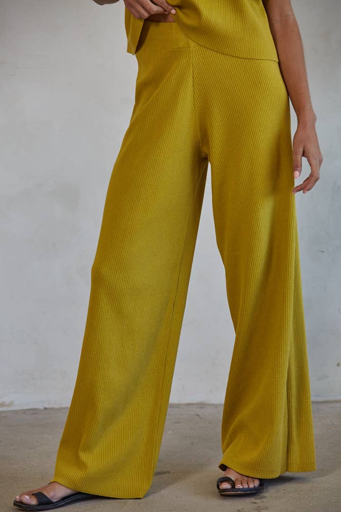 By Together - W1410 | Knit Sweater Wide Leg Pants - Home & Well