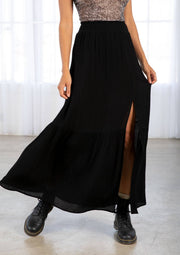 Lovestitch - Bohemian Smocked Tiered Maxi Skirt - Home & Well