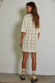 By Together - W1639 | Knit Cotton Sweater Cardigan Mini Dress - Home & Well
