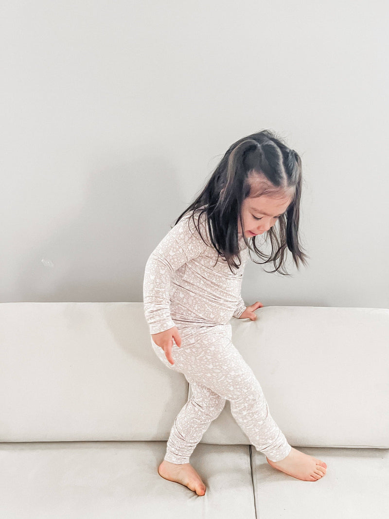 Early Grey - Bamboo 2-Piece Pjs - Beige Woodland - Home & Well 