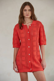 By Together - W1639 | Knit Cotton Sweater Cardigan Mini Dress - Home & Well