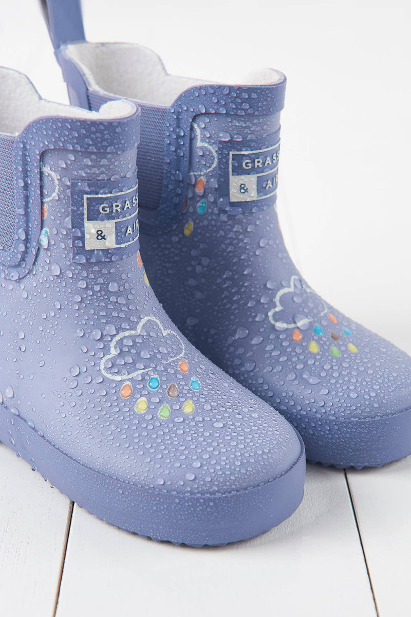 Grass & Air - Lavender Short Colour-Changing Kids Wellies