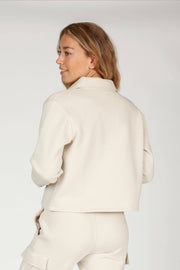 Jenni premium fleece relaxed overshirt in bone - Home & Well 