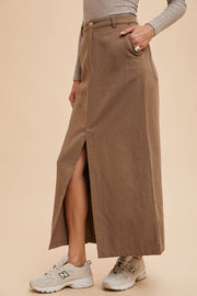 In Loom - COTTON LINEN SPLIT SEAM MAXI SKIRT - Home & Well