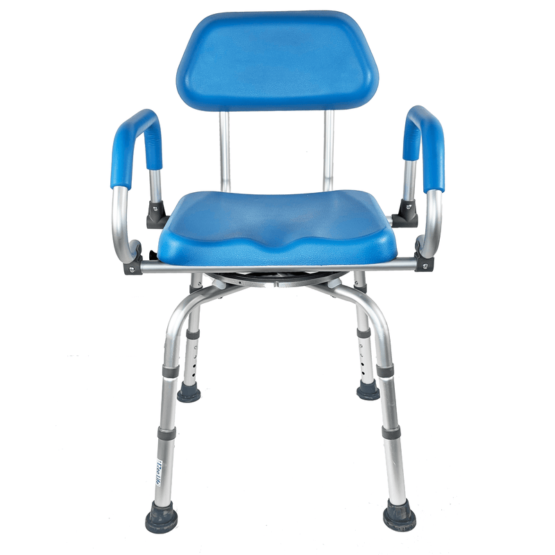 EZee Life CH2075 Swivel Shower Chair – 360° Swivel Seat, Padded Flip-Up Arms, Height Adjustable Legs for Bath Safety & Easy Transfers