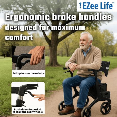 EZee Life Folding Rollator Walker – Lightweight, Height-Adjustable Mobility Aid