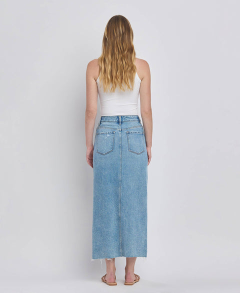 VERVET by FLYING MONKEY Criss cross front slit jean maxi skirt