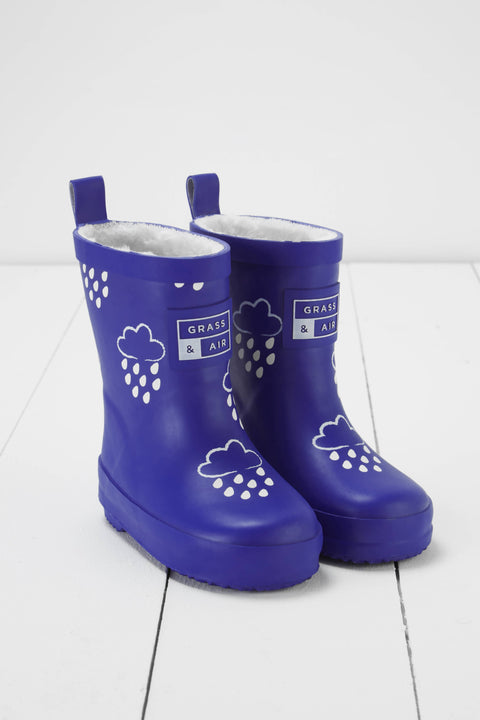 Grass & Air - Inky Blue Colour-Changing Kids Wellies