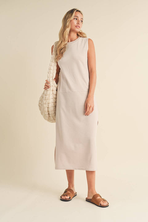 Sleeveless Terry Cloth Midi Dress - Home & Well 