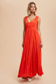 In Loom - VISCOSE ALL OVER EMBROIDERED SLEEVELESS MAXI DRESS - Home & Well