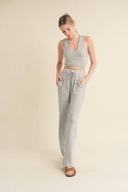 Soft Brushed Hacci Lounge Tank and Pants Set - Home & Well 
