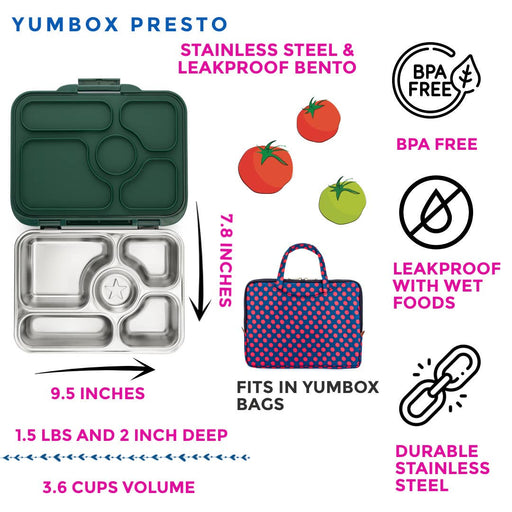 Yumbox - Stainless Steel Leakproof Bento Box - Kale Green - Home & Well 