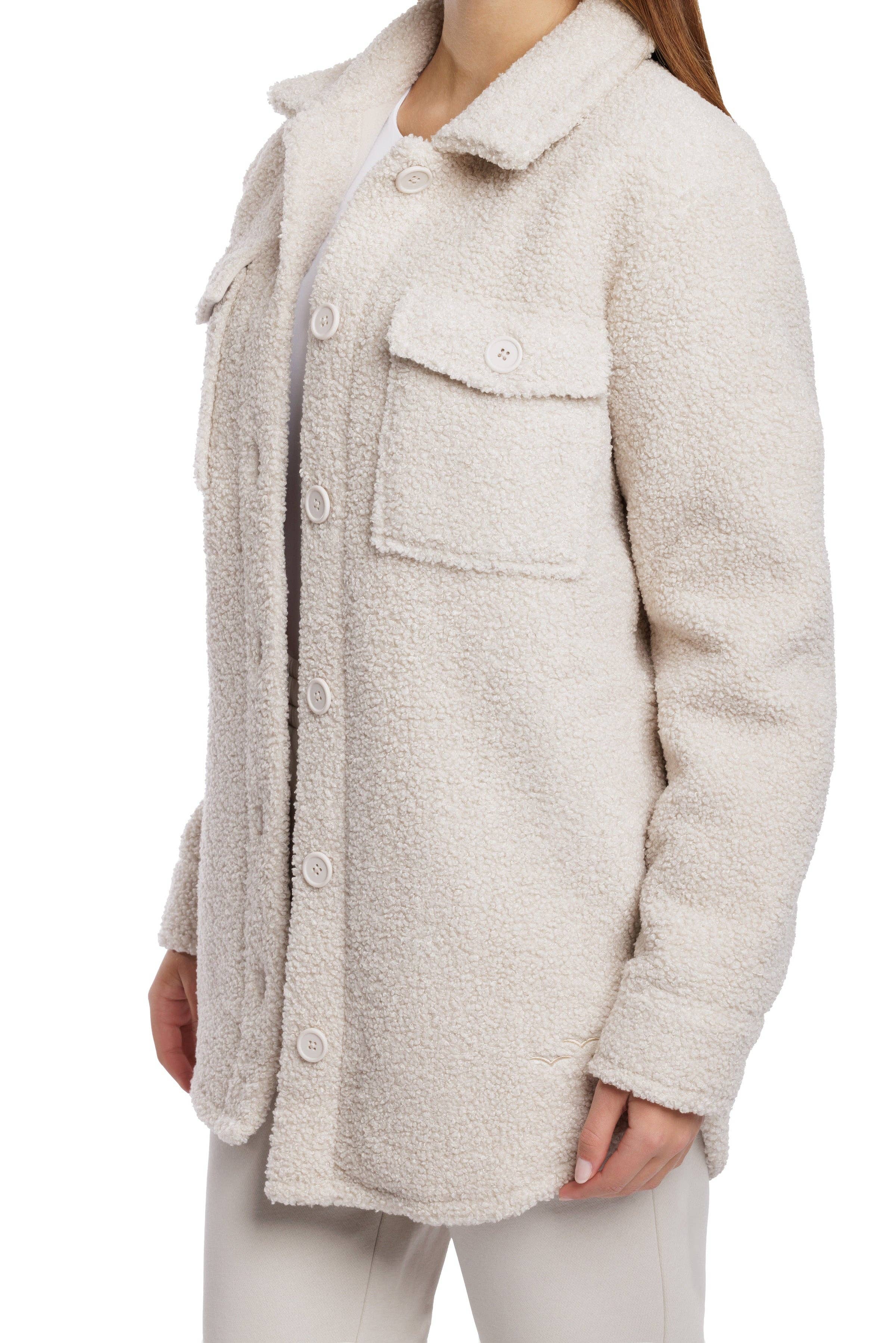Amber Teddy sherpa shacket in bone – Home & Well