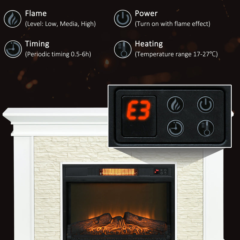 Archie 31.5" Electric Freestanding Fireplace with Mantel and Overheat Protection-White