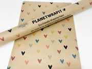 PlanetWrapIt - Colourful Hearts Recycled Kraft Wrapping Paper Gift Wrap - Home & Well 