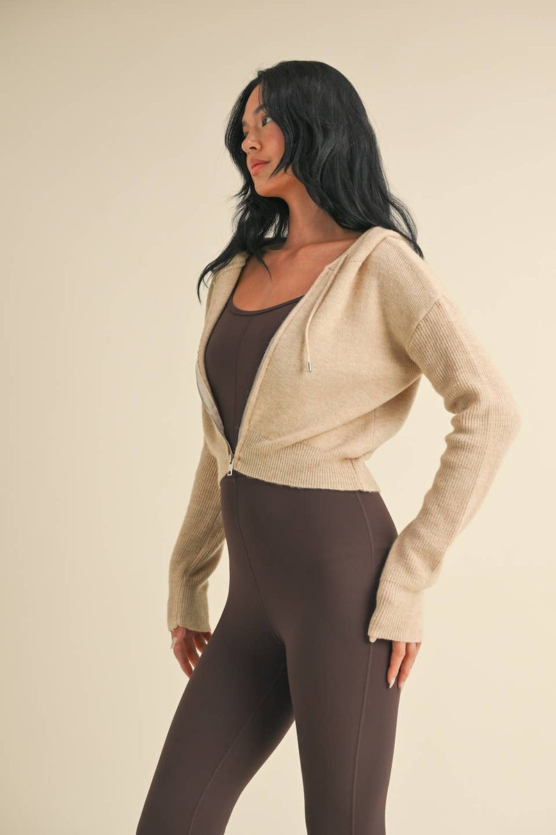 KIMBERLY C - Zip Up Knit Sweater Hoodie - Home & Well 