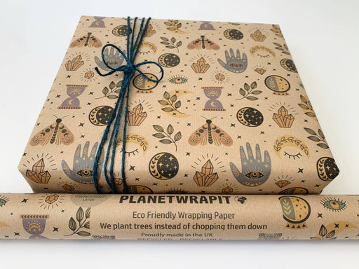 PlanetWrapIt - Spellbound Recycled Kraft Wrapping Paper Gift Wrap - Home & Well 