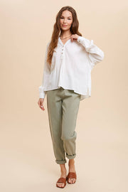 In Loom - 3/4 PLACKET BUTTON DOWN WITH PINTUCK - Home & Well