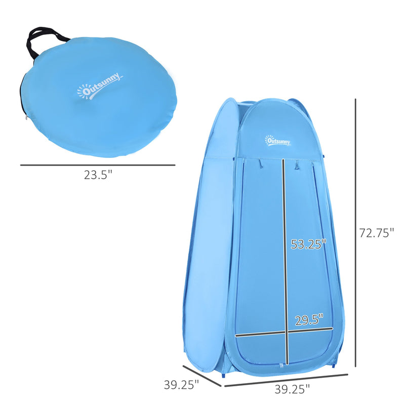 Outsunny Portable Pop Up Shower Tent Blue Dressing Changing Room Privacy Shelter for Camping Outdoor Beach