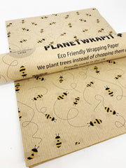 PlanetWrapIt - Bee Recycled Kraft Wrapping Paper Gift Wrap - Home & Well 
