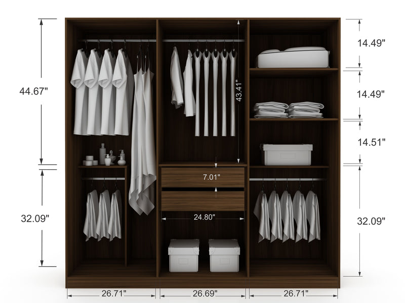 Torino Modern Freestanding Wardrobe - Brown