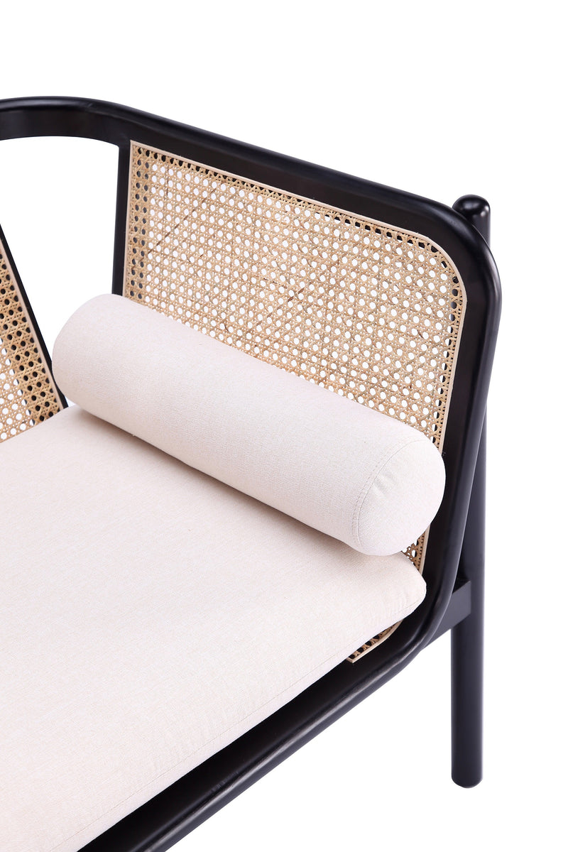 Tulum Natural Cane Accent Chair - Black/Cream