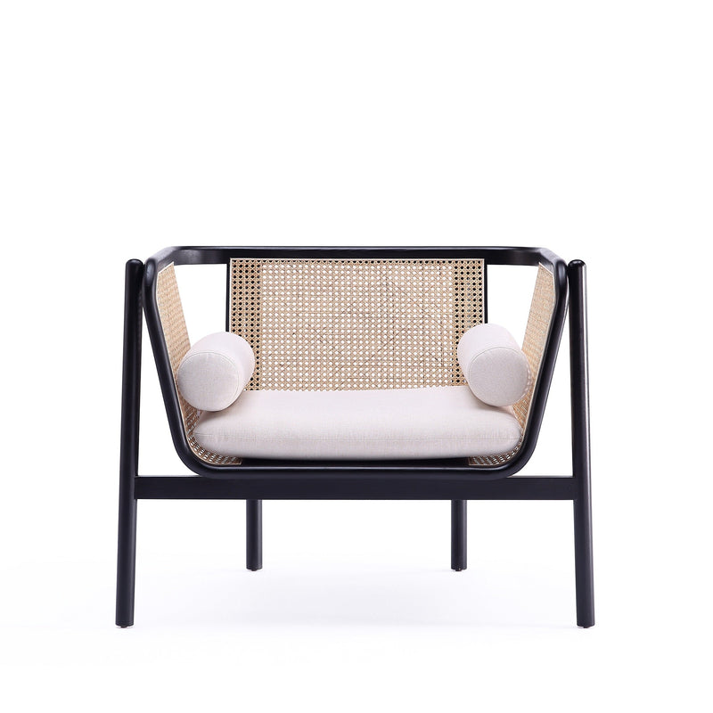 Tulum Natural Cane Accent Chair - Black/Cream