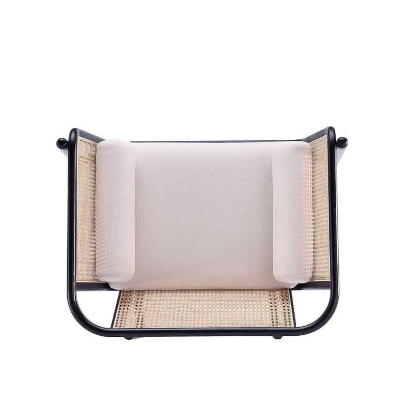 Tulum Natural Cane Accent Chair - Black/Cream