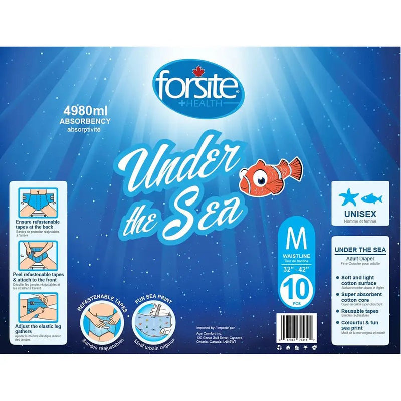 Forsite Health Under Sea Maximum Absorbency Adult Briefs - Case of 30