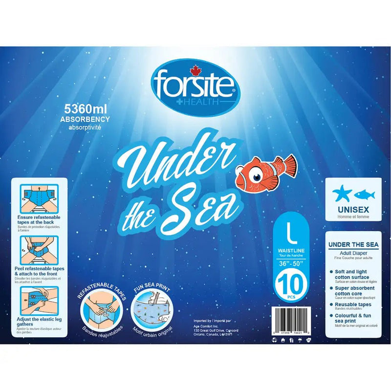Forsite Health Under Sea Maximum Absorbency Adult Briefs - Case of 30