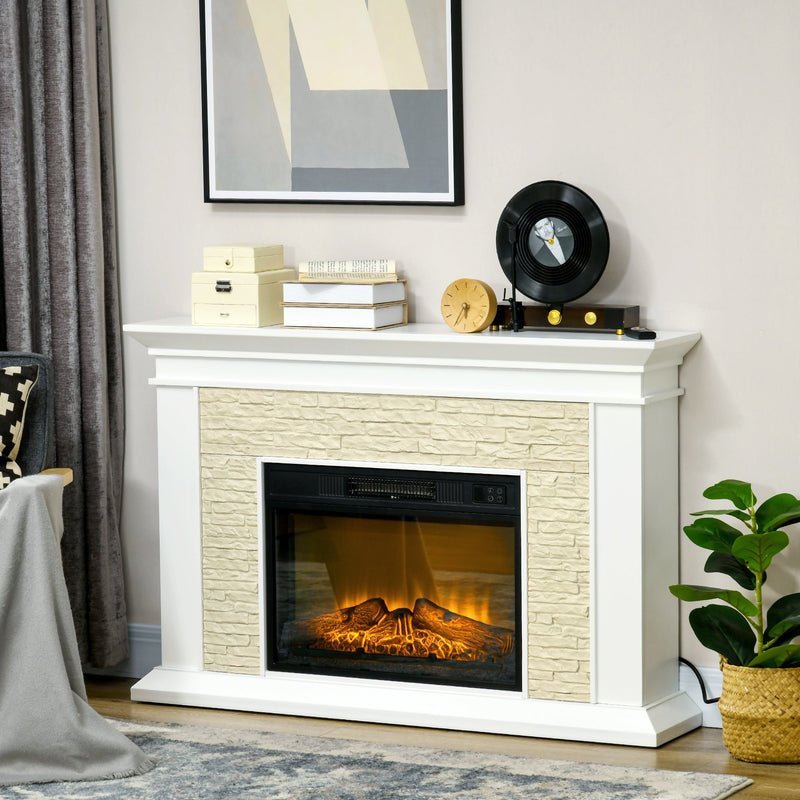 Archie 31.5" Electric Freestanding Fireplace with Mantel and Overheat Protection-White