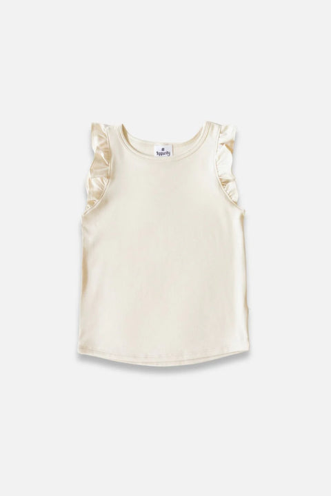 Little & Lively | Girls' Bamboo Ruffle Tank Cream