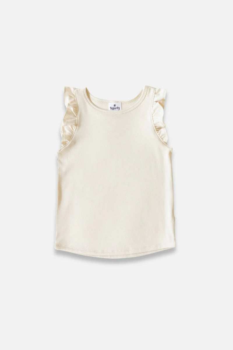 Little & Lively | Girls' Bamboo Ruffle Tank Cream