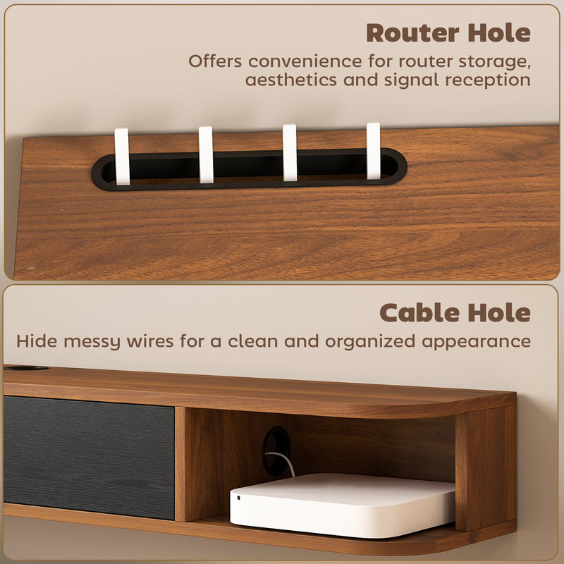 Lennox 55" Floating TV Stand for TVs up to 65" with Flip Drawer-Walnut