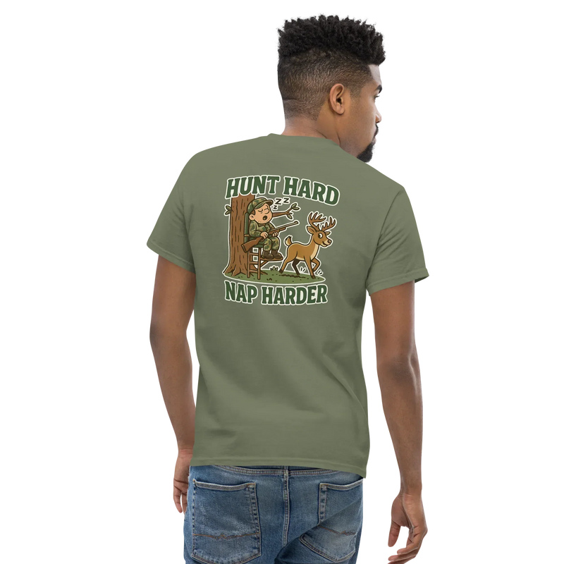 Hunter Humor Hunt Hard Nap Harder T-Shirt