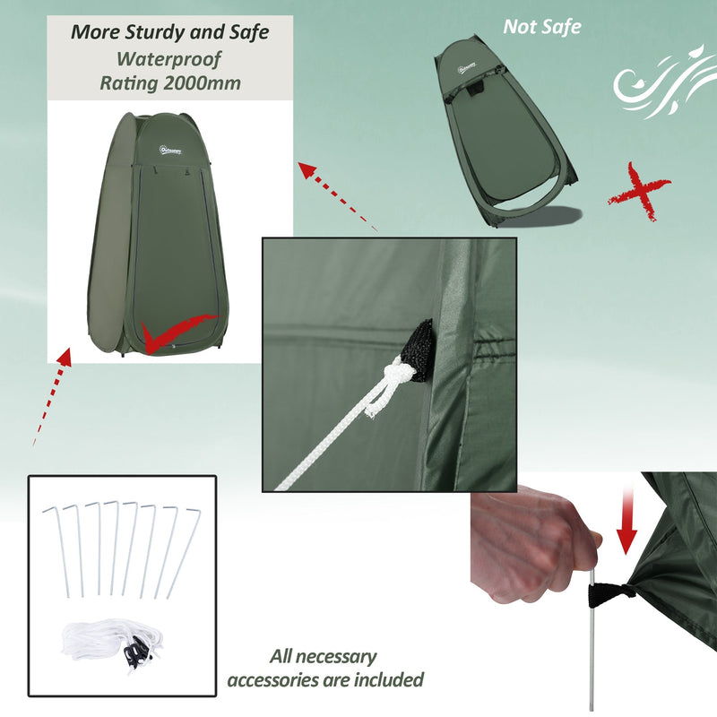 Outsunny Portable Pop Up Camping Shower Tent Dressing Changing Privacy Shelter Green