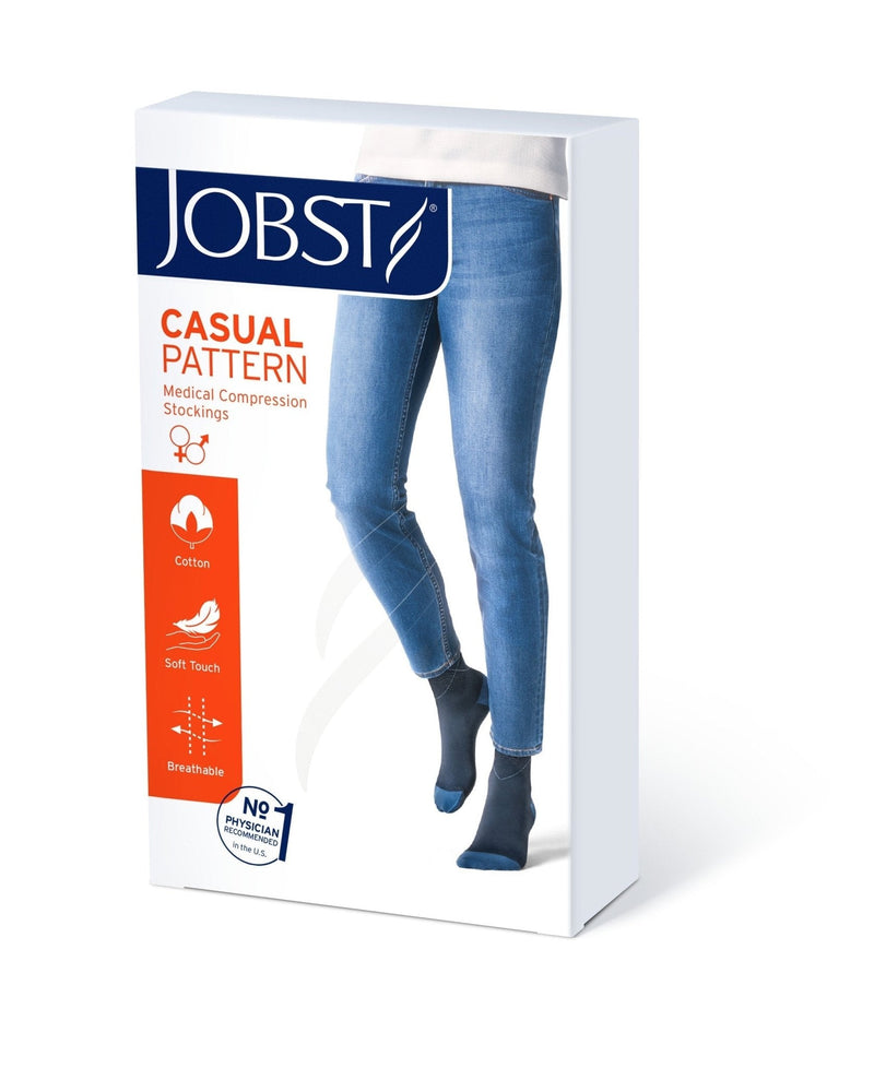 JOBST Casual Pattern Compression Socks 30-40 mmHg, Knee High, Closed Toe, Full Calf Long Length