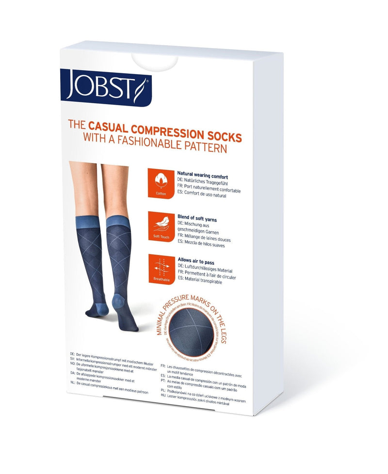 JOBST Casual Pattern Compression Socks 30-40 mmHg, Knee High, Closed Toe, Long Length
